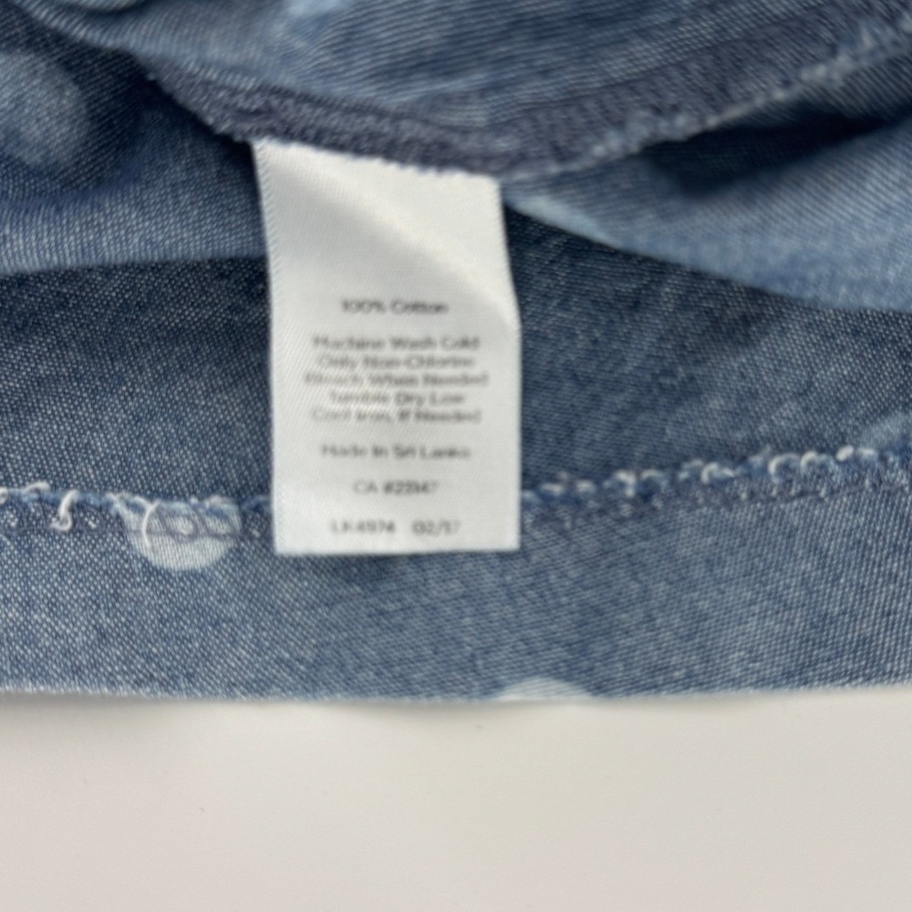 Talbots Blue Polka Dot Denim Cotton Sleeveless Fit Flare Pocket Dress 6P Petite - Picture 6 of 6
